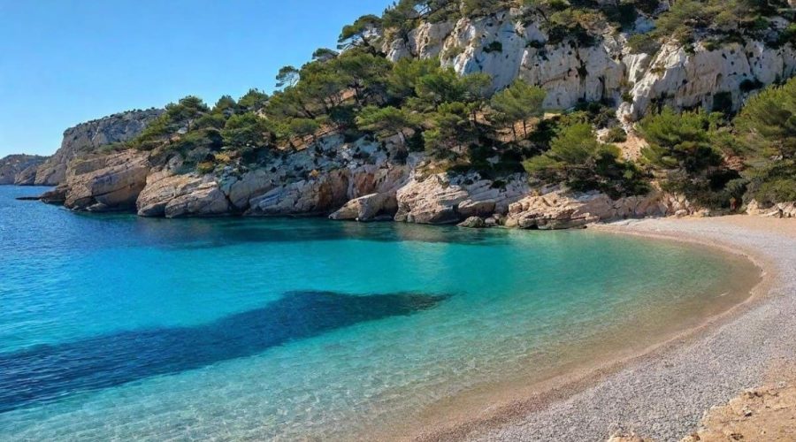 Plage cachée près de Marseille avec une eau turquoise