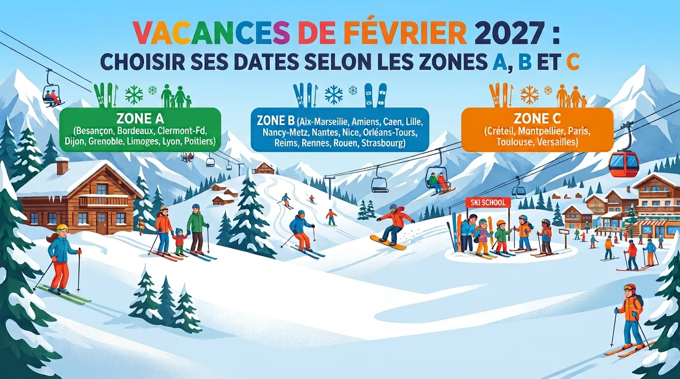 Vacances de février 2027 : choisir ses dates selon les zones A, B et C pour voyager moins cher